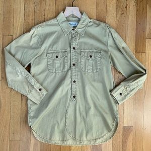 Madewell Cargo Work Button Down Rounded Hem Shirt B0391 in Khaki Tan Size XS